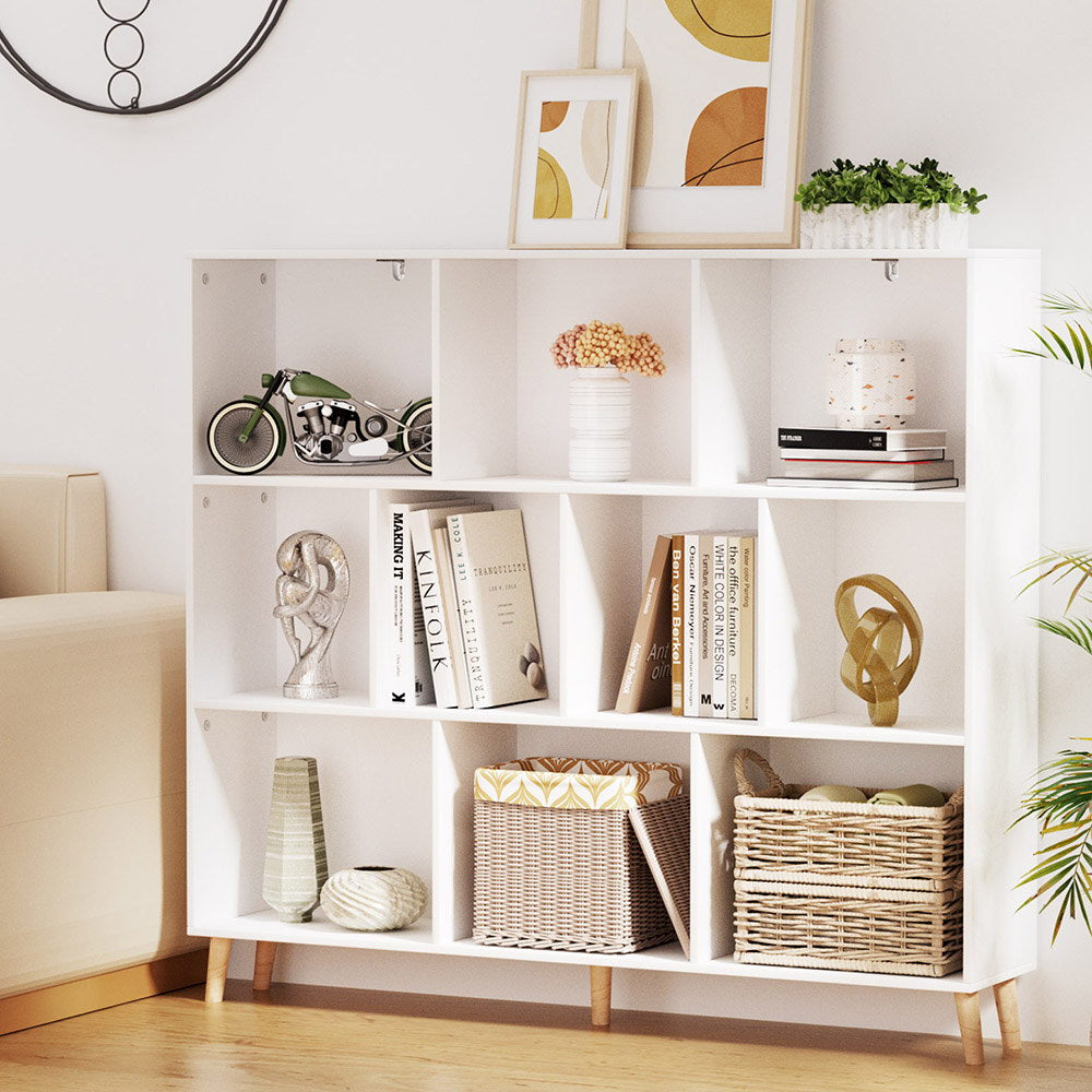 Artiss Bookshelf 3 Tiers 10 Cubes - CORA White Artiss
