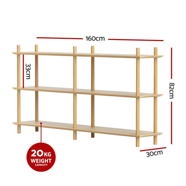 Artiss Bookshelf 3 Tiers Bookcase Display Shelves Wooden Storage Stand Rack Pine Awezingly