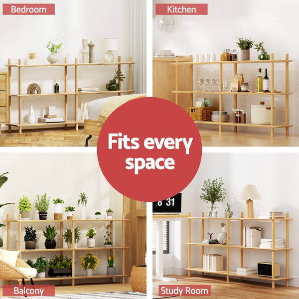 Artiss Bookshelf 3 Tiers Bookcase Display Shelves Wooden Storage Stand Rack Pine Awezingly