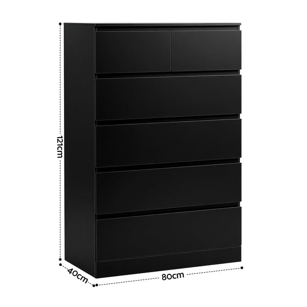 Artiss 6 Chest of Drawers Tallboy PEPE Black Awezingly