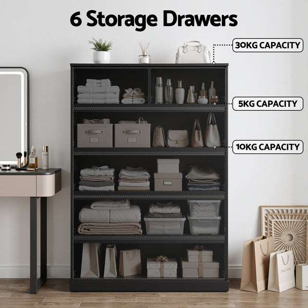 Artiss 6 Chest of Drawers Tallboy PEPE Black Awezingly