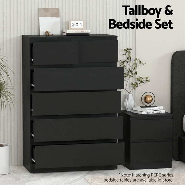 Artiss 6 Chest of Drawers Tallboy PEPE Black Awezingly