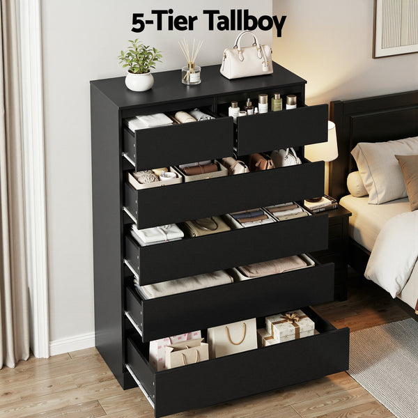 Artiss 6 Chest of Drawers Tallboy PEPE Black Awezingly