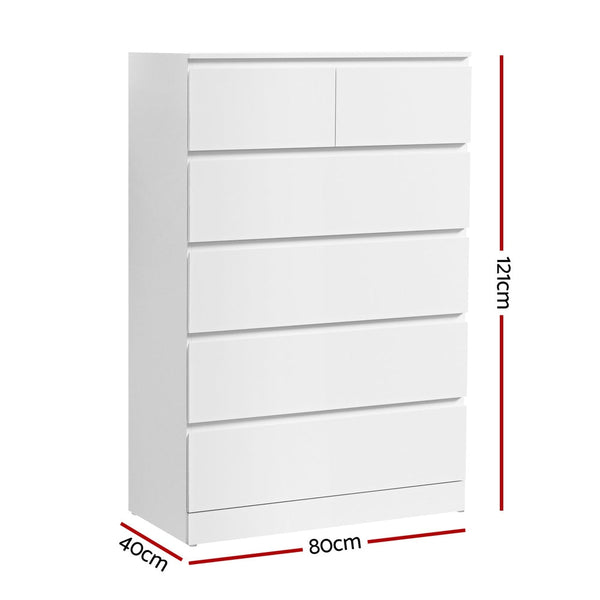 Artiss 6 Chest of Drawers - PEPE White Artiss