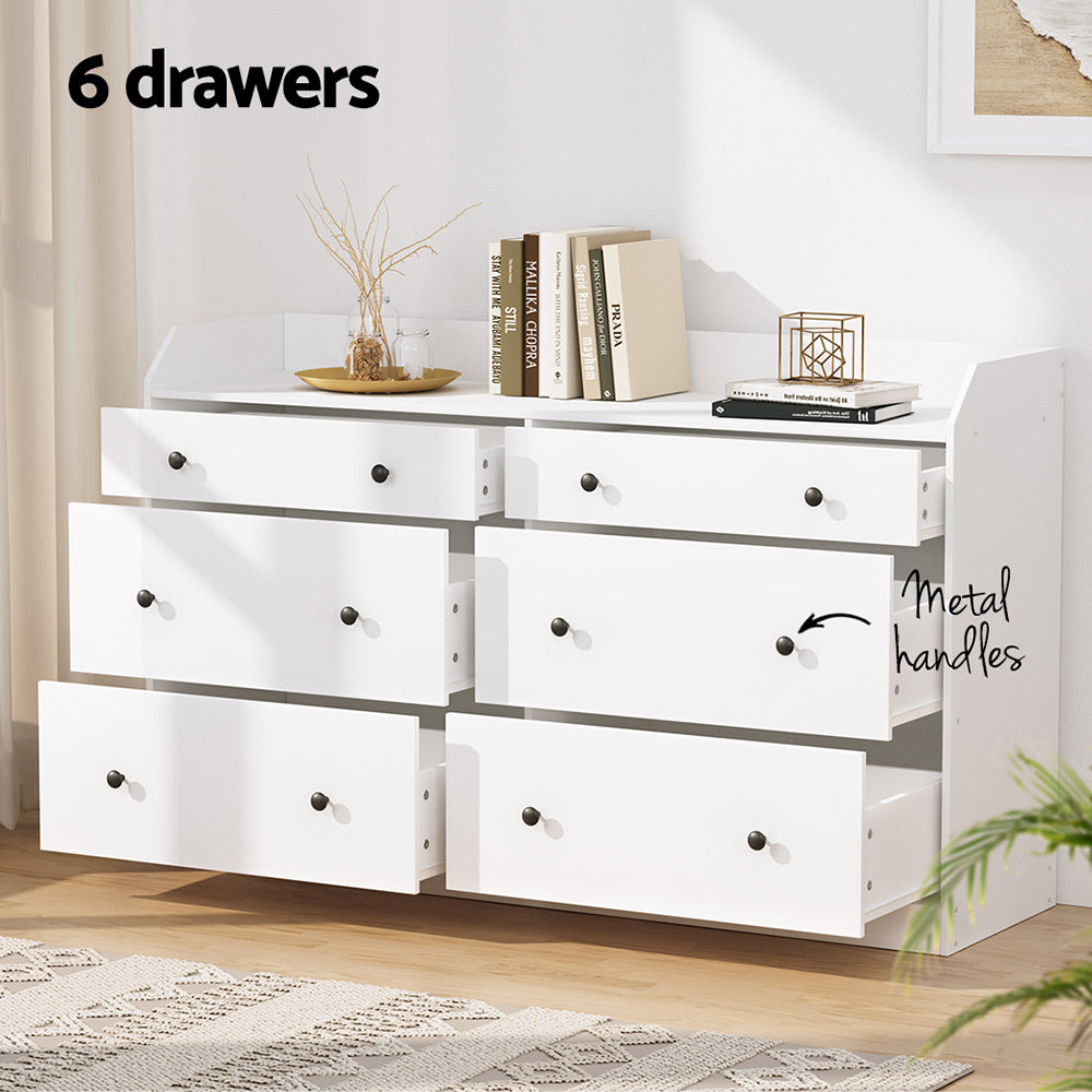 Artiss 6 Chest of Drawers - PETE White Artiss