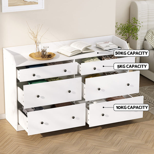 Artiss 6 Chest of Drawers - PETE White Artiss