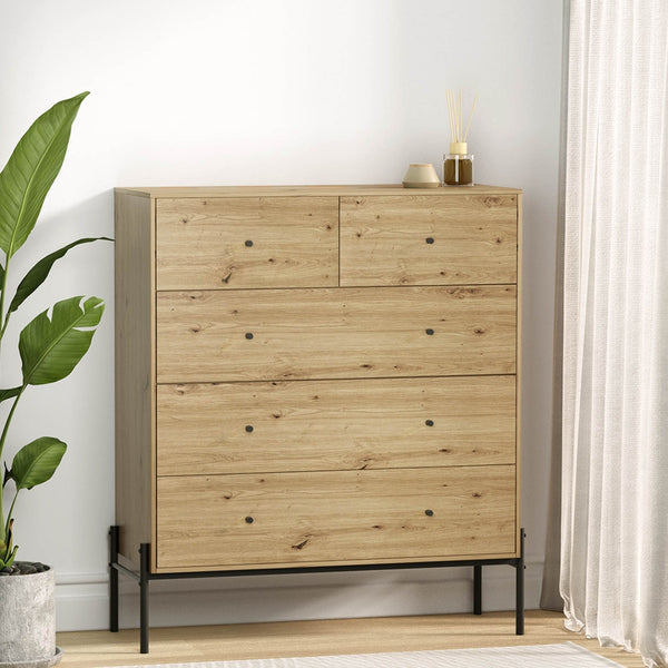 Artiss 5 Chest of Drawers - ARNO Pine Artiss