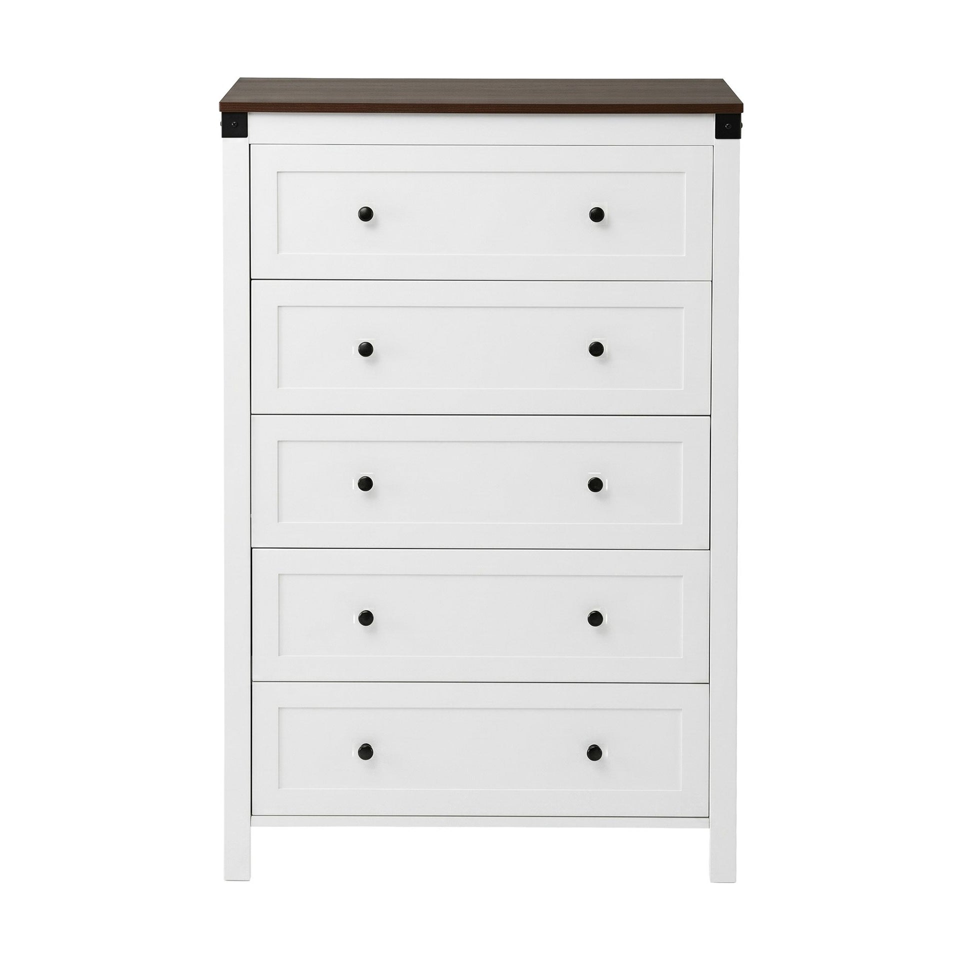 Artiss 5 Chest of Drawers Storage Tallboy White & Walnut Awezingly