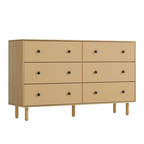 Artiss 6 Chest of Drawers Flutted Front - RUTH Oak Artiss