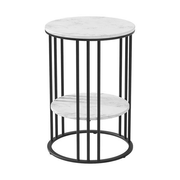 Artiss Coffee Table 2-Tier Round Marble Effect Artiss