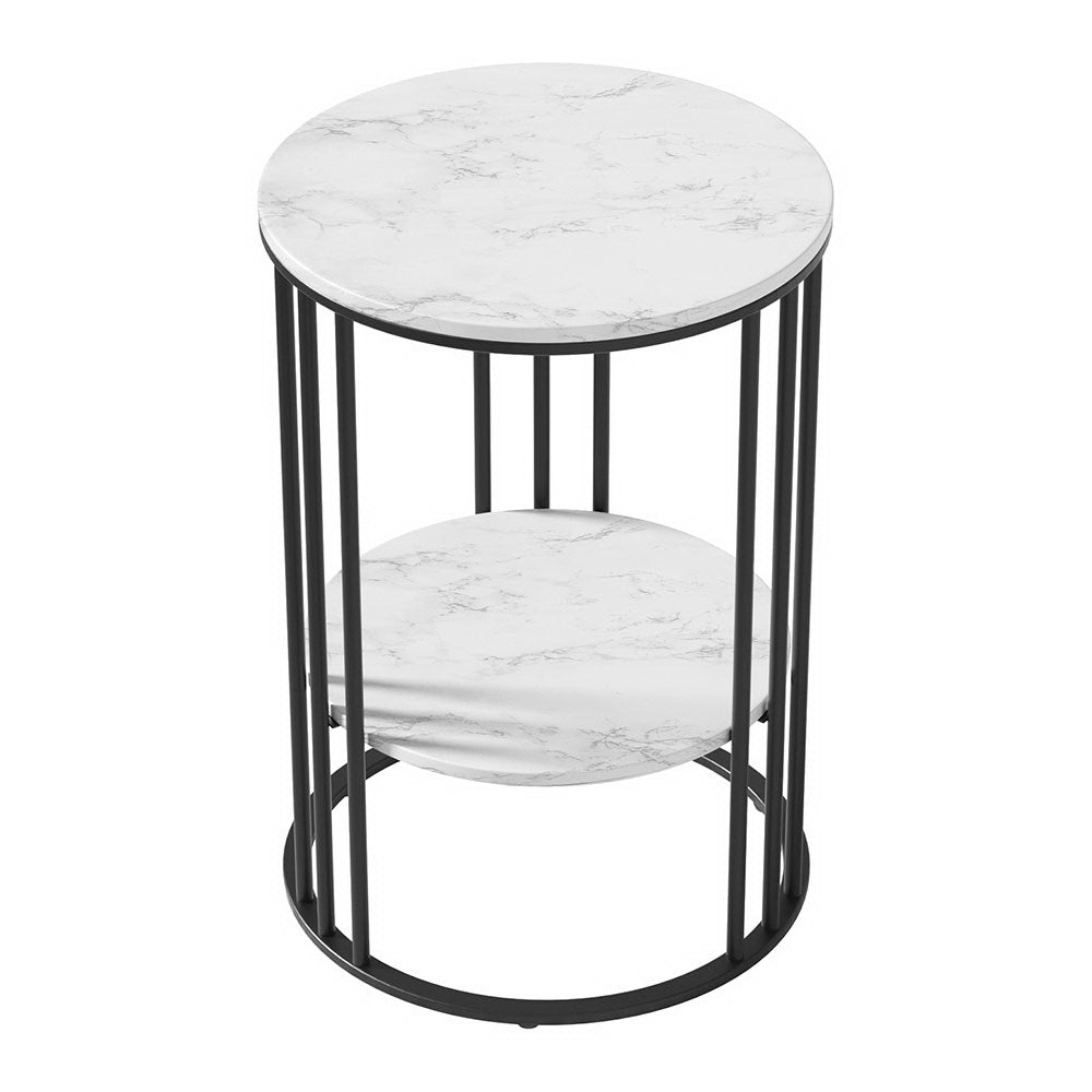 Artiss Coffee Table 2-Tier Round Marble Effect Artiss
