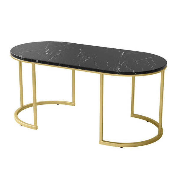 Artiss Coffee Table Marble Effect Black Artiss