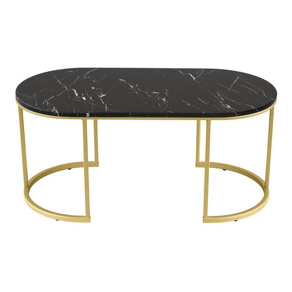 Artiss Coffee Table Marble Effect Black Artiss
