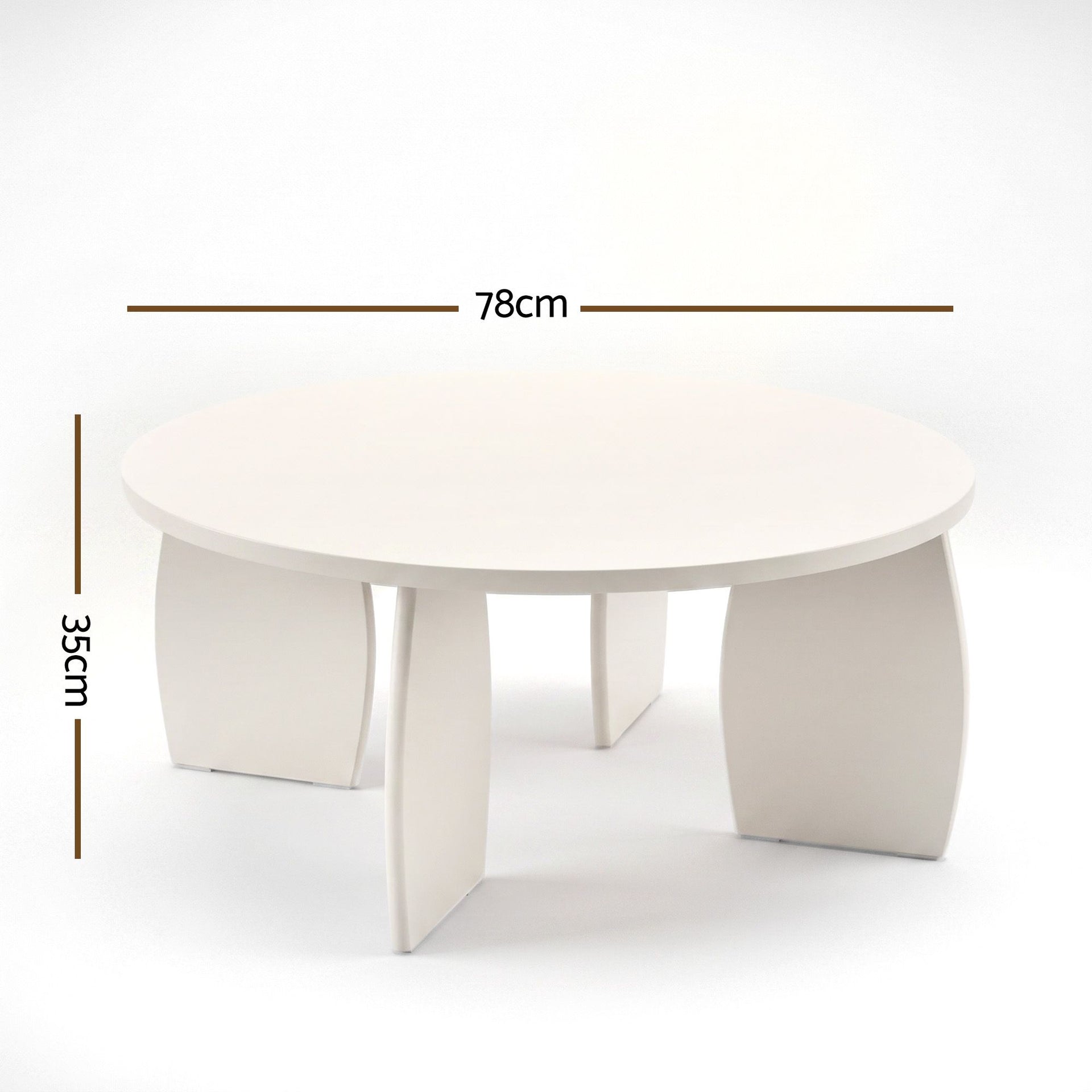 Artiss Round Coffee Table High-Gloss Center Table Minimalist Living Room Furniture 78x35cm Cream White Awezingly