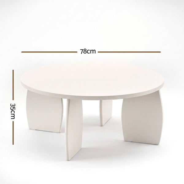 Artiss Round Coffee Table High-Gloss Center Table Minimalist Living Room Furniture 78x35cm Cream White Awezingly