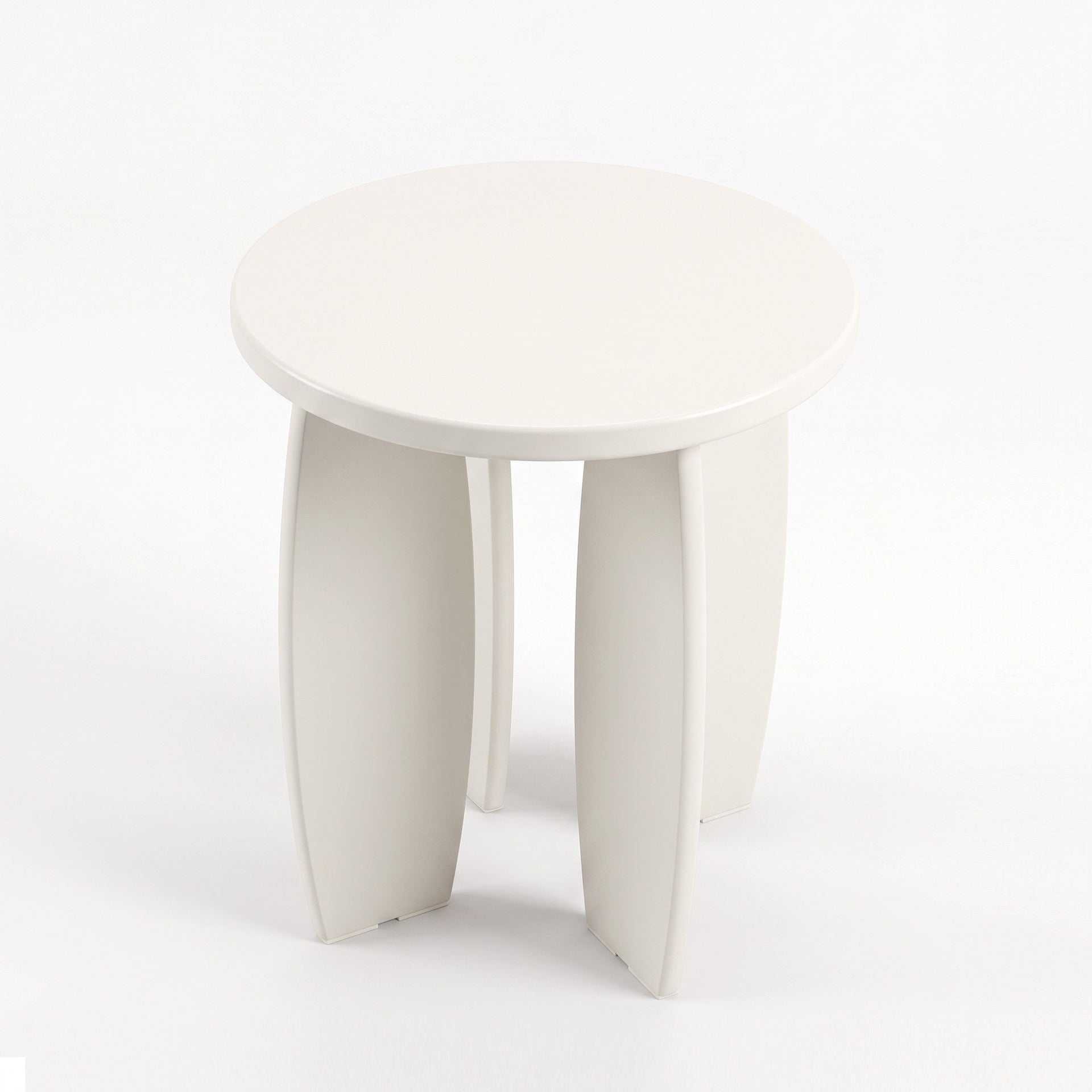 Artiss Round End Table High-Gloss Small Coffee Table Side Bedside Nightstand 40x45cm Cream white Awezingly