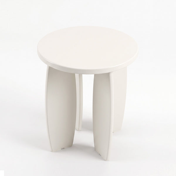 Artiss Round End Table High-Gloss Small Coffee Table Side Bedside Nightstand 40x45cm Cream white Awezingly