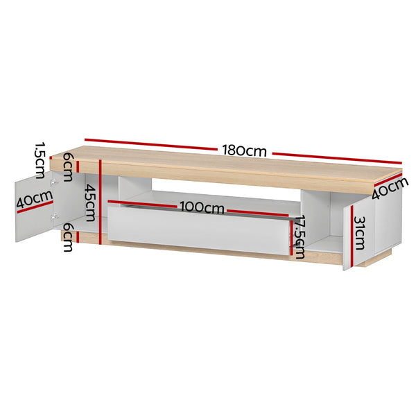Artiss TV Cabinet Entertainment Unit Stand Storage Drawer Shelf 180cm White Wood Artiss