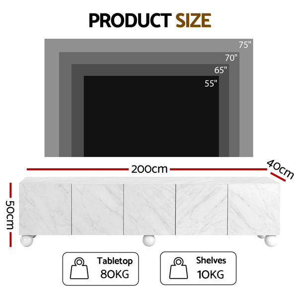 Artiss TV Unit Entertainment Unit Storage Cabinet 200cm White Awezingly