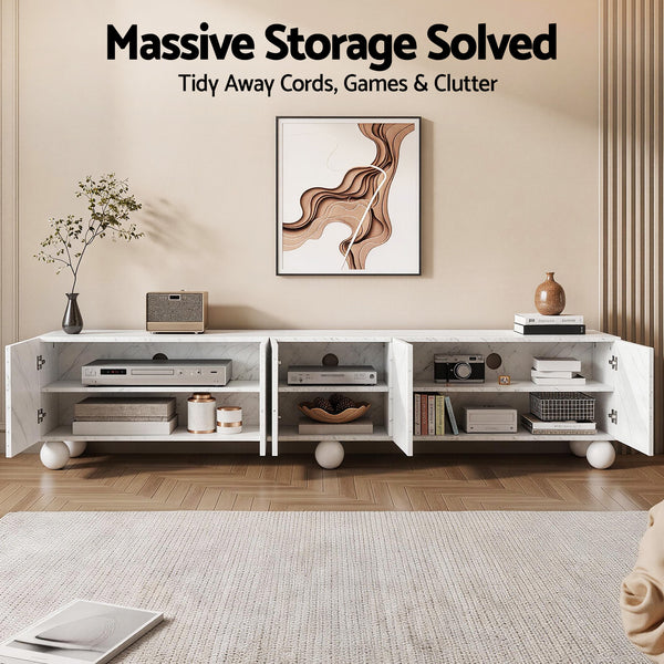 Artiss TV Unit Entertainment Unit Storage Cabinet 200cm White Awezingly