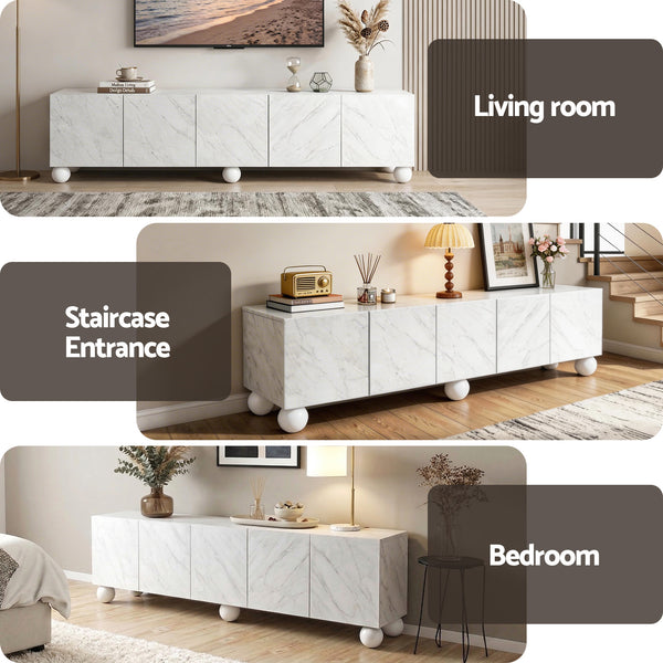 Artiss TV Unit Entertainment Unit Storage Cabinet 200cm White Awezingly