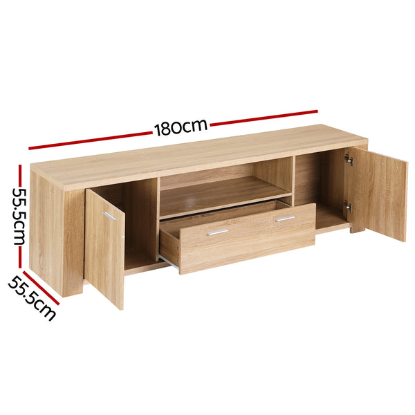 Artiss 180cm TV Unit Entertainment Unit Storage Drawer Cabinet Pine Awezingly