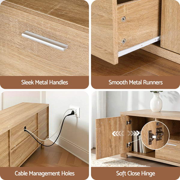 Artiss 180cm TV Unit Entertainment Unit Storage Drawer Cabinet Pine Awezingly