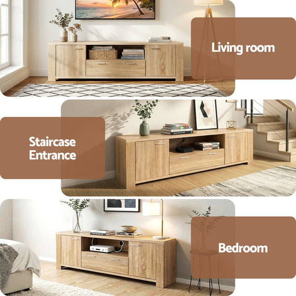 Artiss 180cm TV Unit Entertainment Unit Storage Drawer Cabinet Pine Awezingly