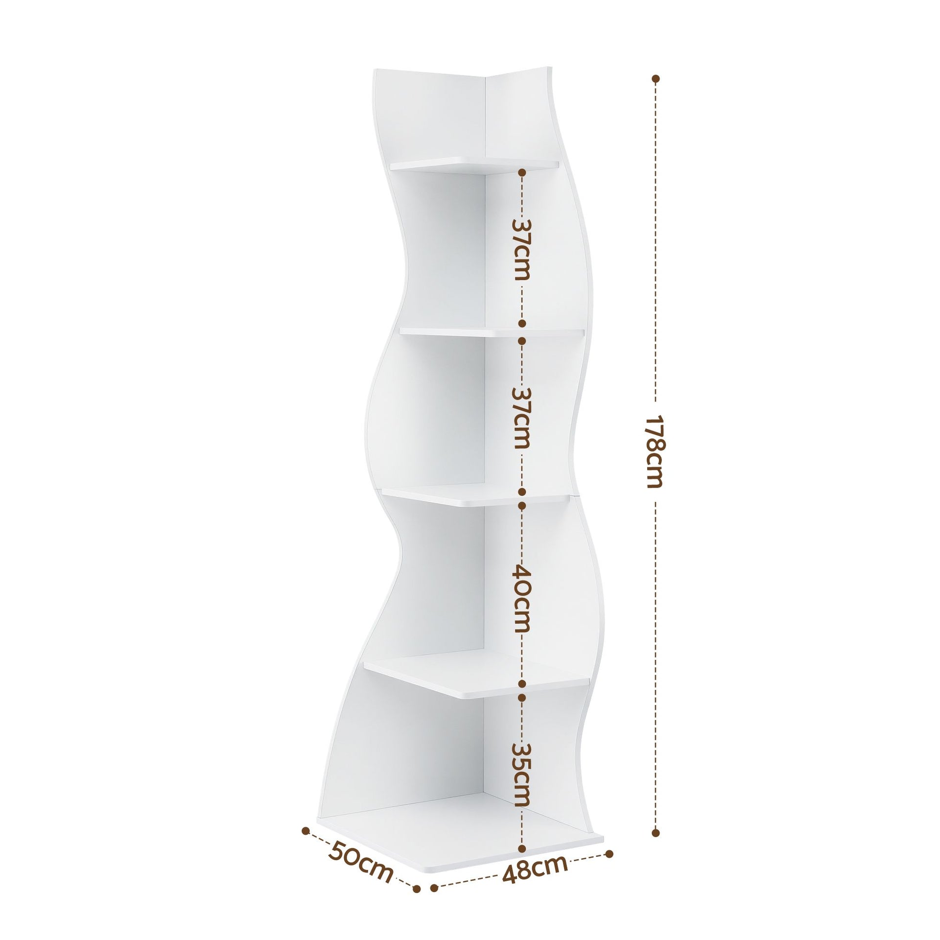 Artiss 5-Tier Bookshelf Corner Shelf S-shaped Storage Rack White Artiss