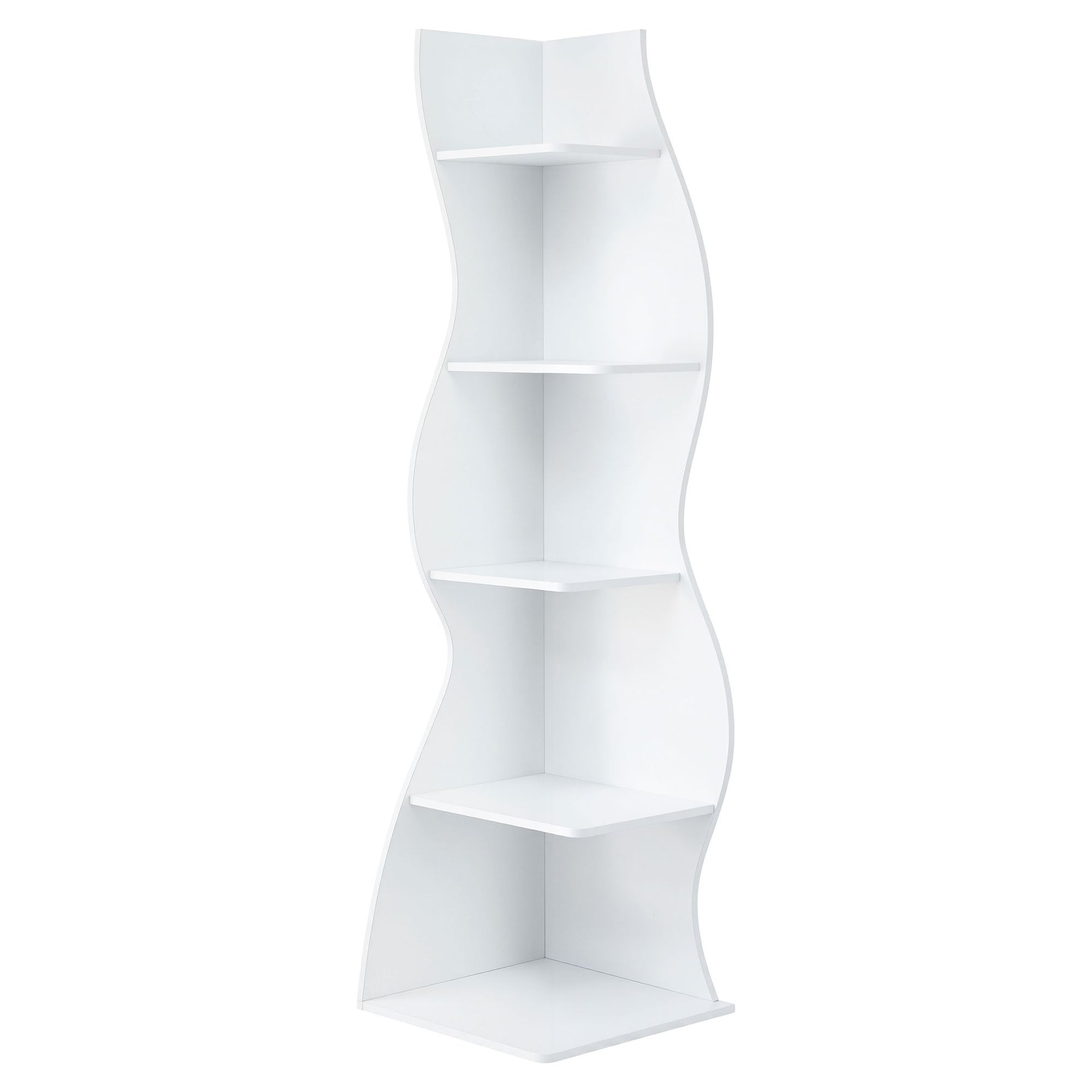 Artiss 5-Tier Bookshelf Corner Shelf S-shaped Storage Rack White Artiss
