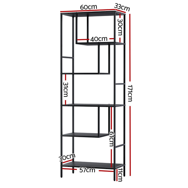 Artiss Bookshelf 5 Tiers RHYS Black Artiss