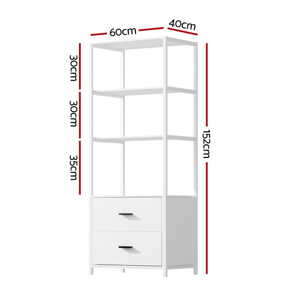 Artiss Bookshelf Display Shelf 2 Drawers 152CM White Artiss