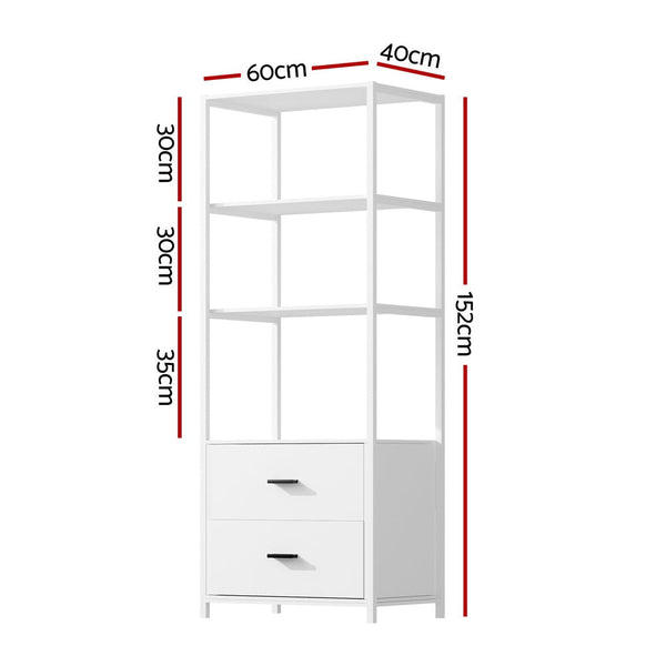 Artiss Bookshelf Display Shelf 2 Drawers 152CM White Artiss
