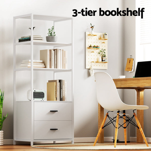 Artiss Bookshelf Display Shelf 2 Drawers 152CM White Artiss