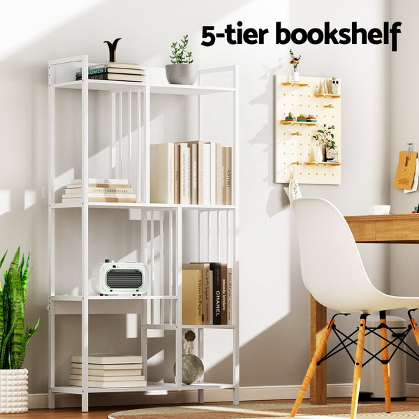 Artiss Bookshelf Display Shelves 5 Tiers 120cm White Artiss