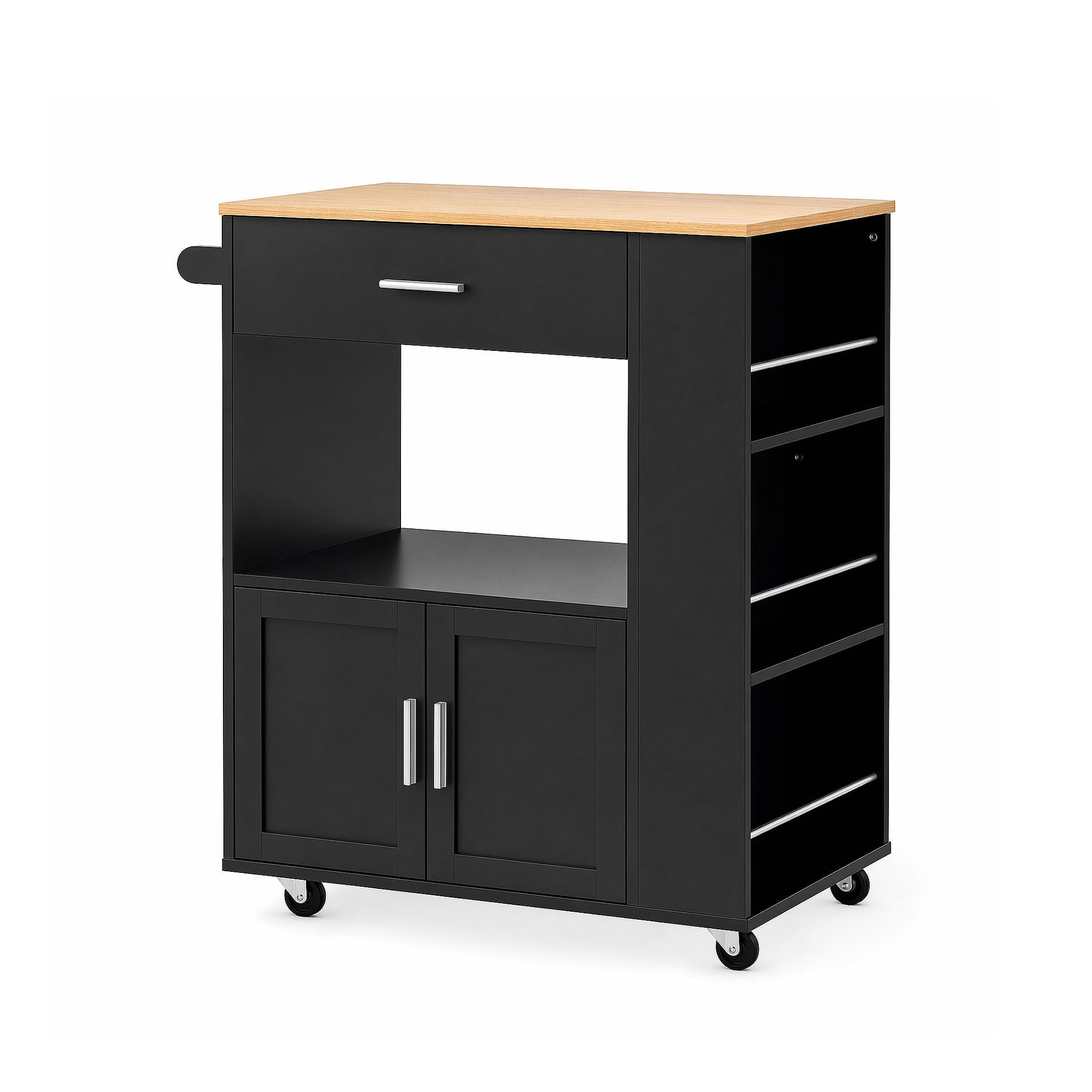 Artiss Kitchen Island Trolley Rolling Serving Cart Storage Cart Shelf Towel Rack Awezingly