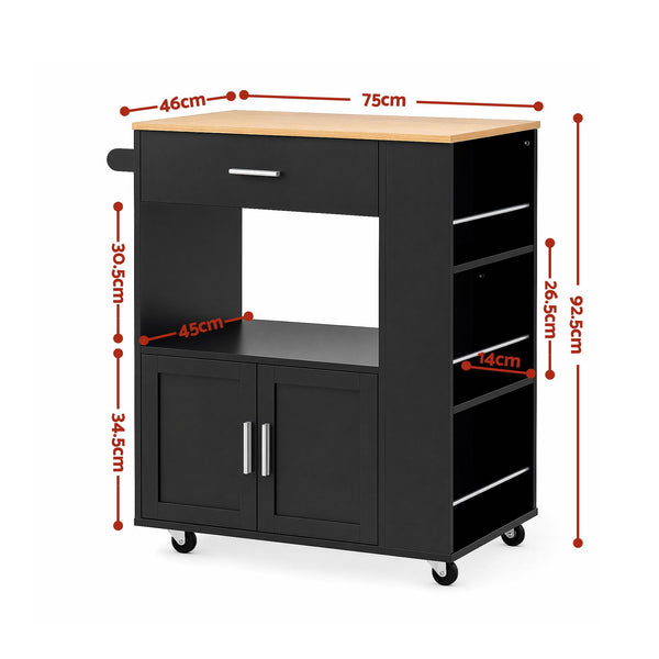 Artiss Kitchen Island Trolley Rolling Serving Cart Storage Cart Shelf Towel Rack Awezingly