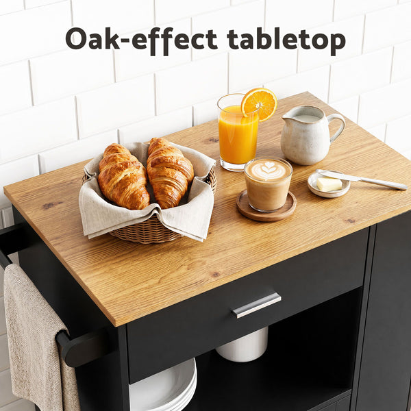 Artiss Kitchen Island Trolley Rolling Serving Cart Storage Cart Shelf Towel Rack Awezingly
