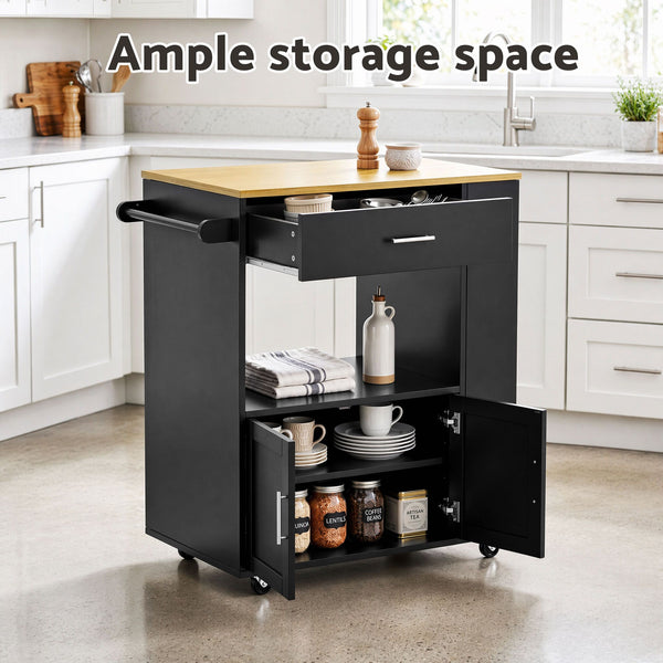Artiss Kitchen Island Trolley Rolling Serving Cart Storage Cart Shelf Towel Rack Awezingly