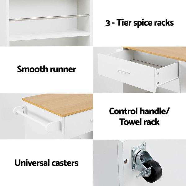 Artiss Kitchen Island Trolley Rolling Serving Cart Artiss