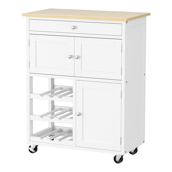 Artiss Kitchen Island Trolley Rolling Serving Cart Storage Cart Drawer Cupboard Awezingly