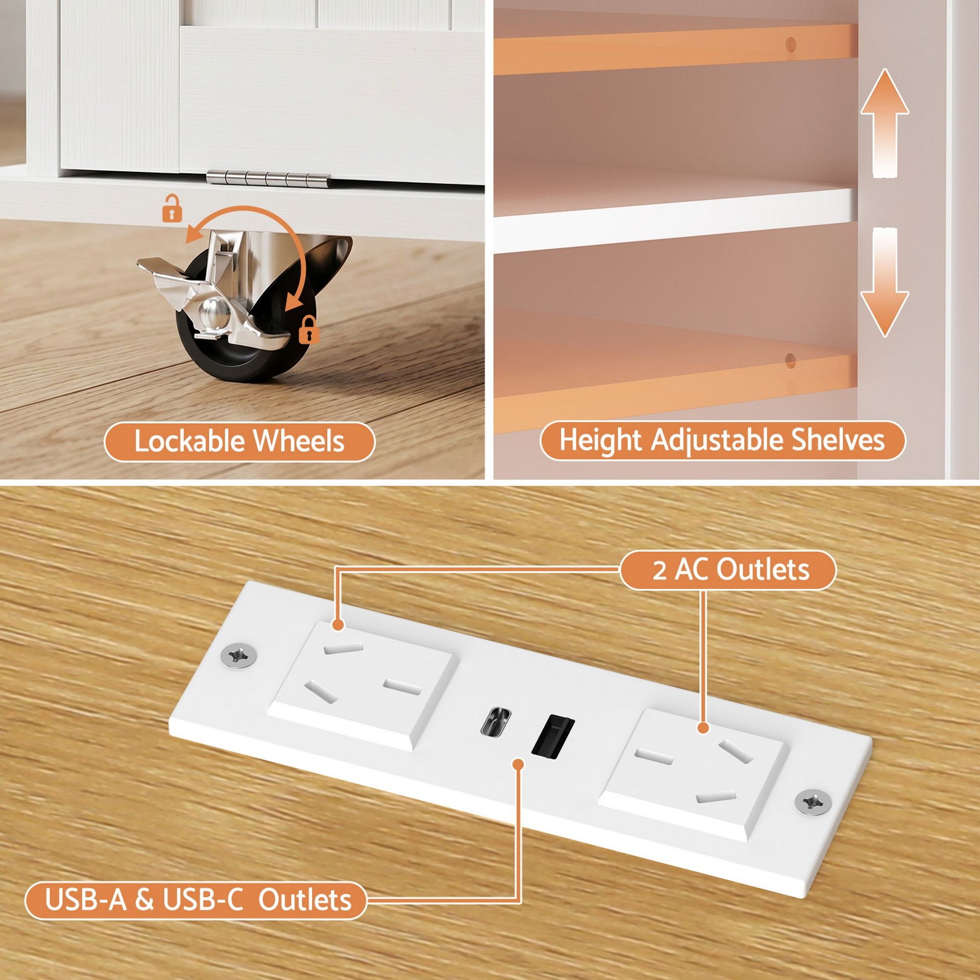 Artiss Kitchen Island Trolley Rolling Serving Cart Storage Drawer Cabinet 150cm White Awezingly
