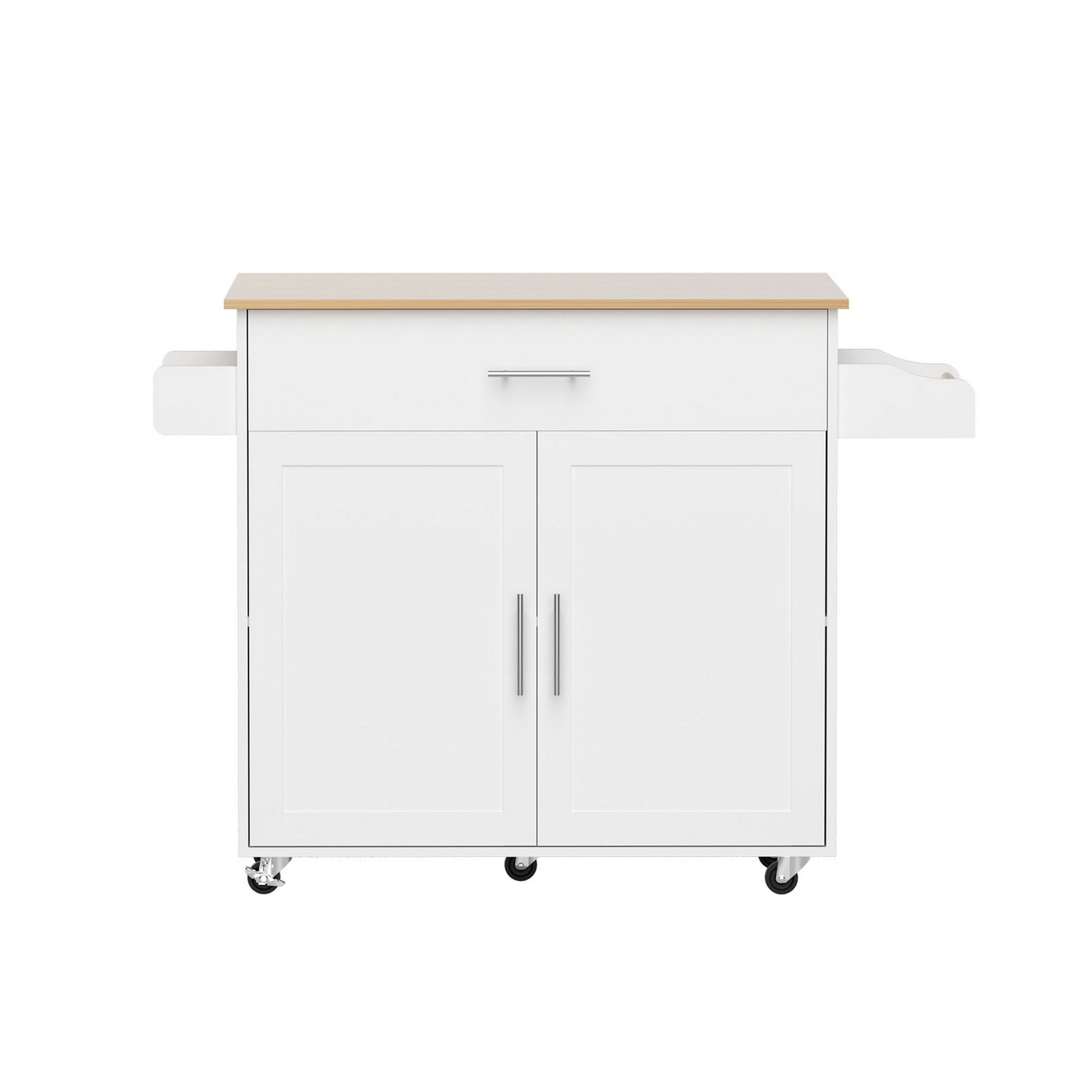 Artiss Kitchen Island Trolley Rolling Serving Cart Storage Drawer Cabinet 90cm White Awezingly
