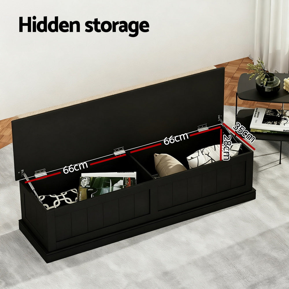 Artiss Storage Ottoman Blanket Box 140cm Fluted Black Awezingly