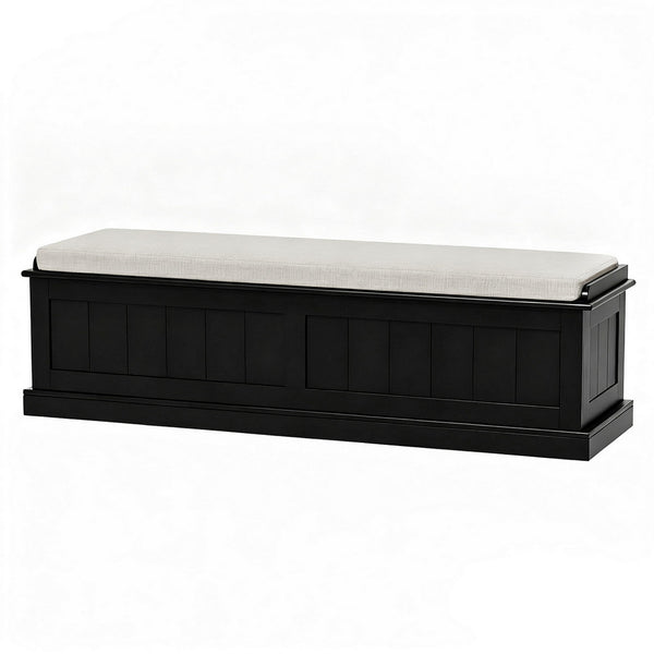 Artiss Storage Ottoman Blanket Box 140cm Fluted Black Awezingly