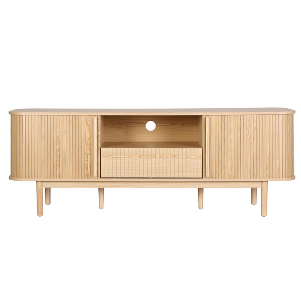 Artiss 160cm TV Unit Storage Drawer Curved Edge Sliding Fluted Style Door Pine Awezingly