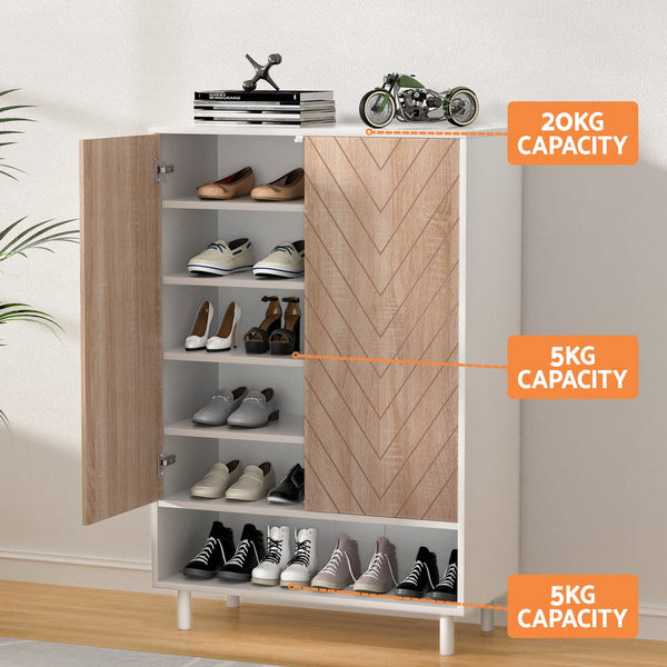 Artiss Shoe Rack Cabinet 24 Pairs 6-tier White Artiss