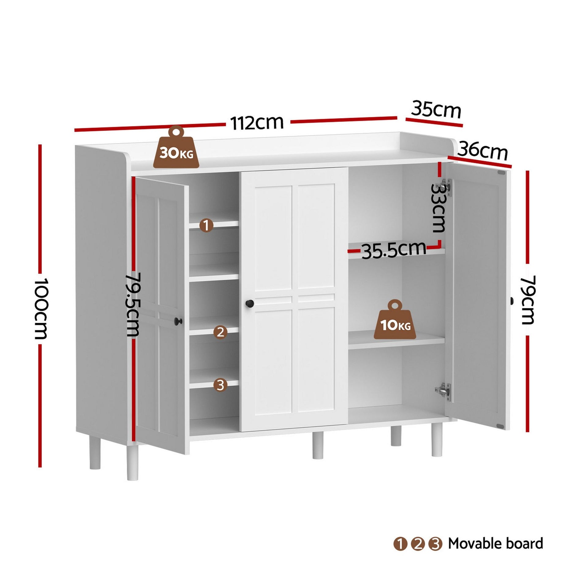 Artiss Shoe Rack Cabinet Storage Cupboard Adjustable Shelf White Awezingly