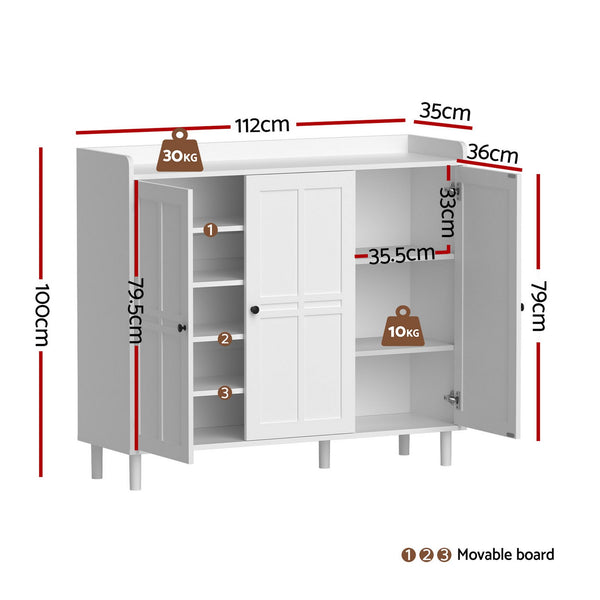Artiss Shoe Rack Cabinet Storage Cupboard Adjustable Shelf White Awezingly