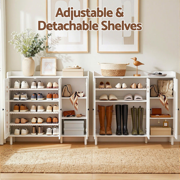 Artiss Shoe Rack Cabinet Storage Cupboard Adjustable Shelf White Awezingly